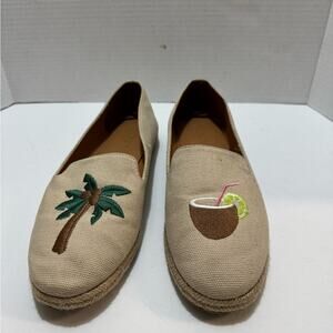 J Crew palm tree cocktail canvas loafers‎ size 9